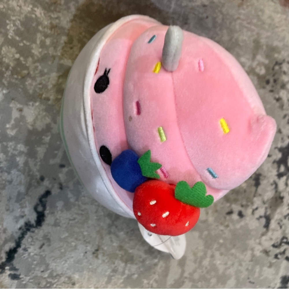 Squishmallows Pink Strawberry Cupcake Plush with Fruit Accents